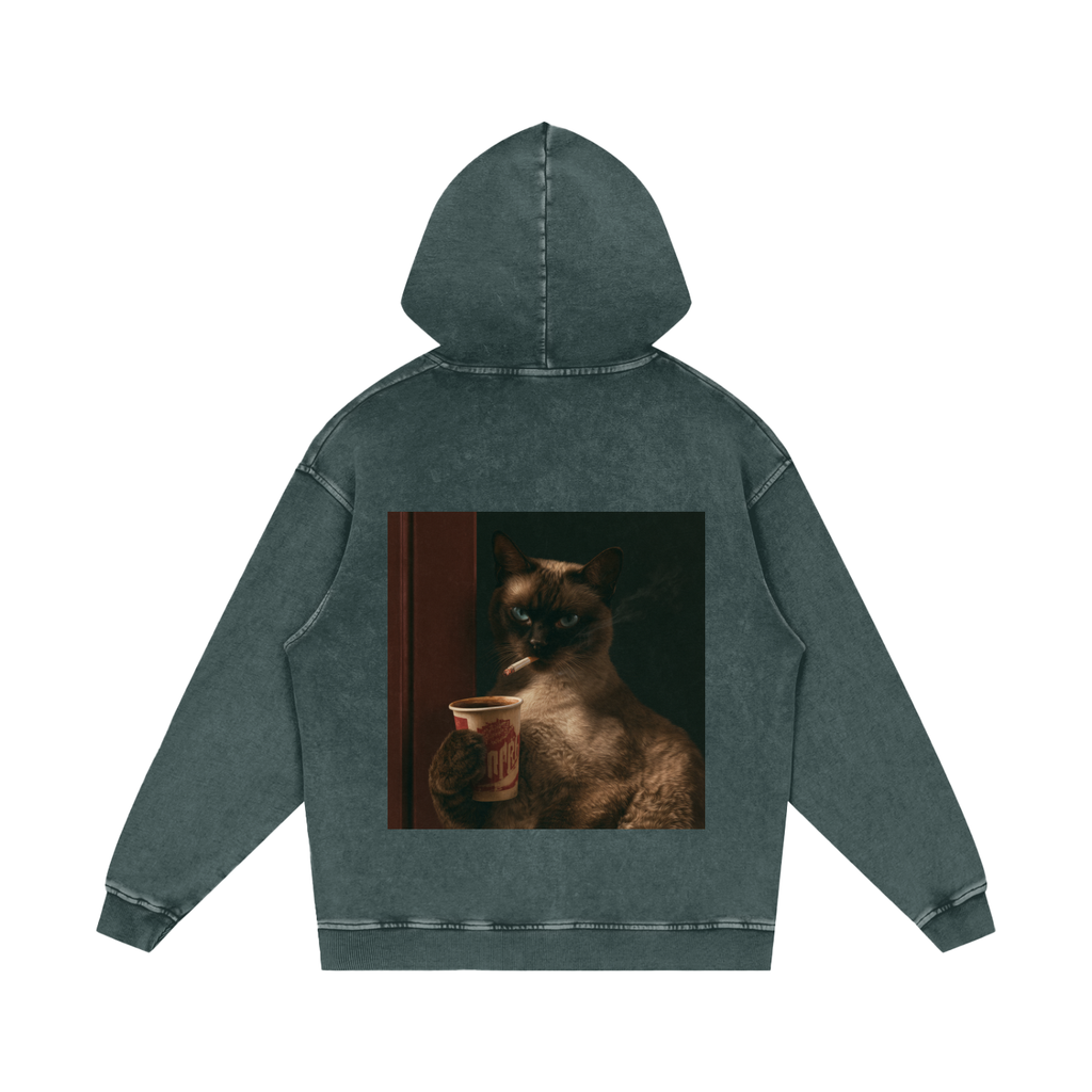 Snow Washed Loose Cotton Hoodie
